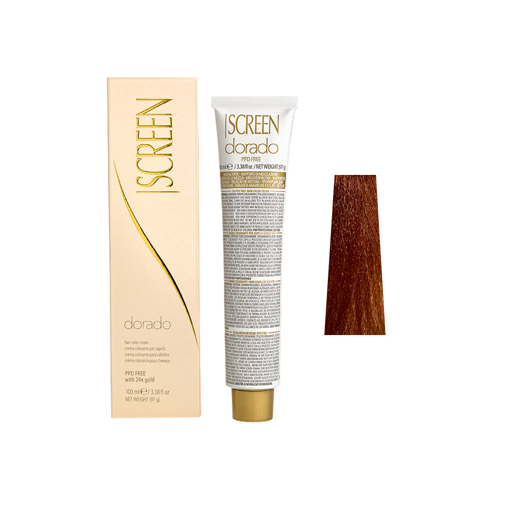 Крем-фарба для волосся перманентна з 24-каратним золотом SCREEN Dorado 7RD (7.43) Golden Сopper Вlonde, 100 ml - 1